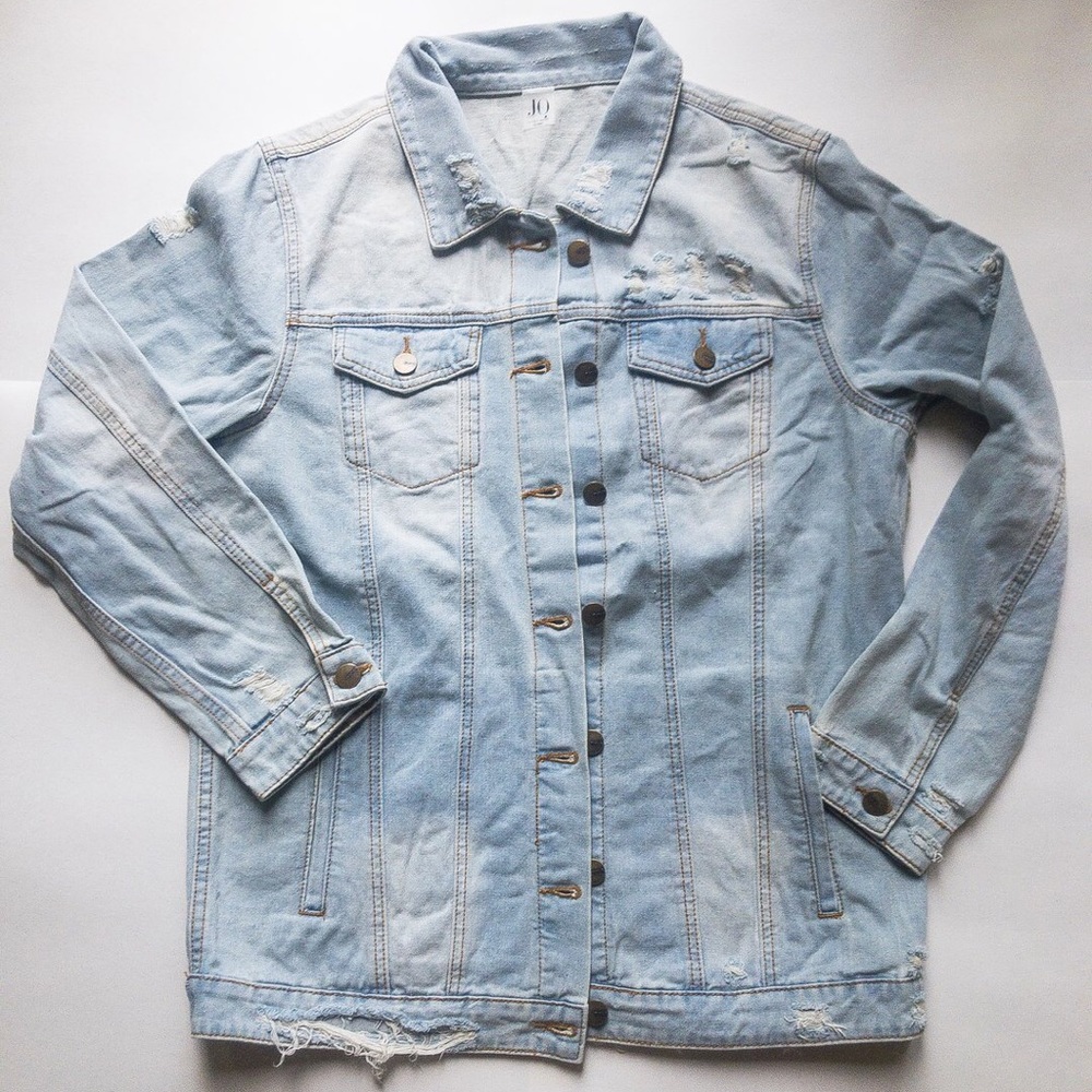 NEW Distressed Denim Boyfriend Jacket.
